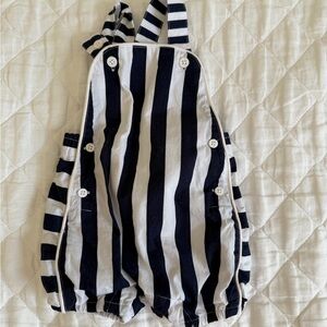 Janie and Jack Navy and White Baby Overalls
